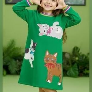 Girls Big Applique Cat Dress Size 4 Y